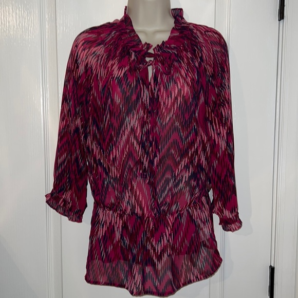 Banana Republic Semi Sheer Peplum Tie Top - Picture 2 of 7
